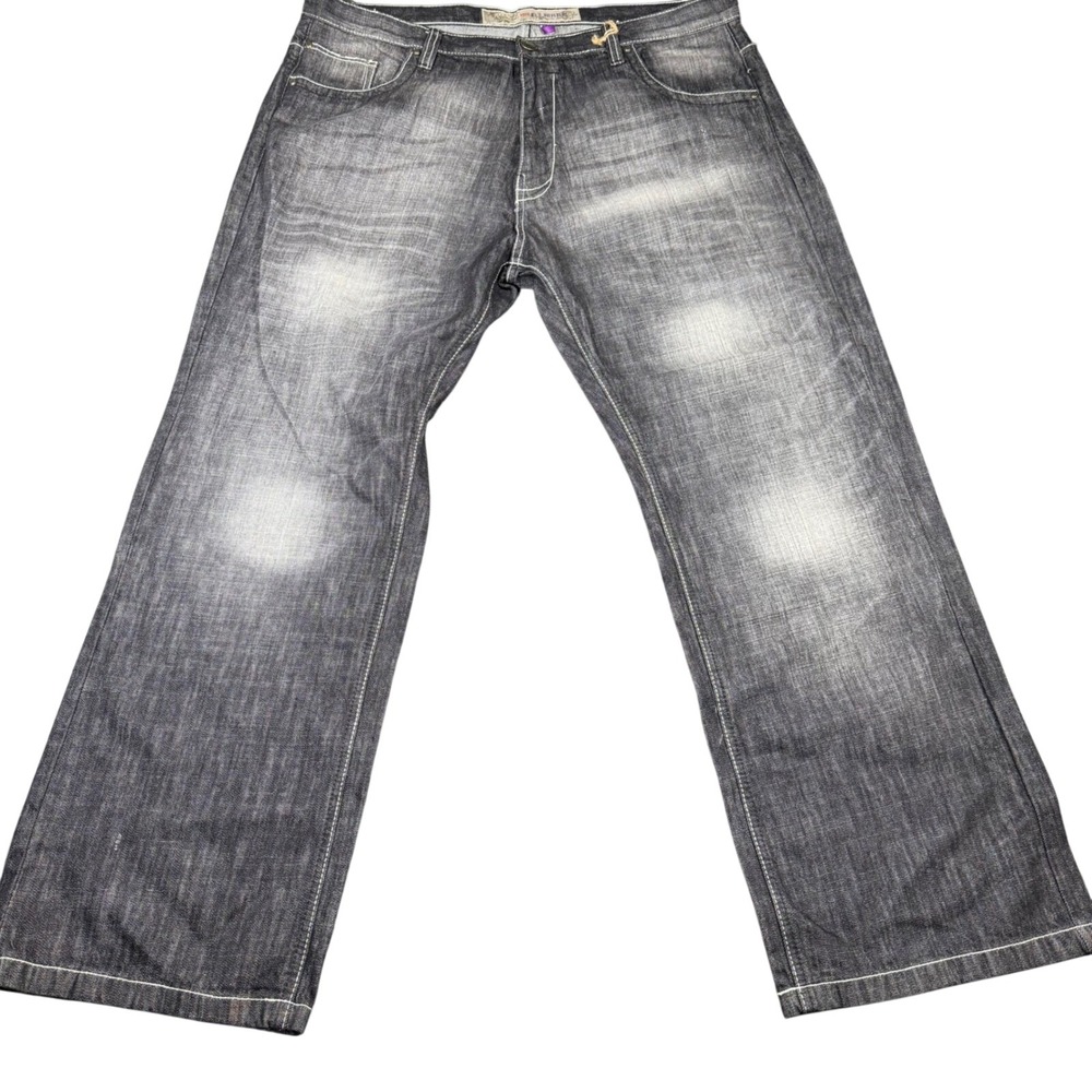 DJ MARK Premium Edition Men's Jeans44x32 Dark Wash Distressed Denim Straight Fit